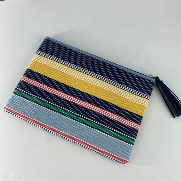 NWT Kate Spade Ash Street Boardwalk Stripe Tassel Woven Purse Bag Pouch Clutch - Picture 2 of 10